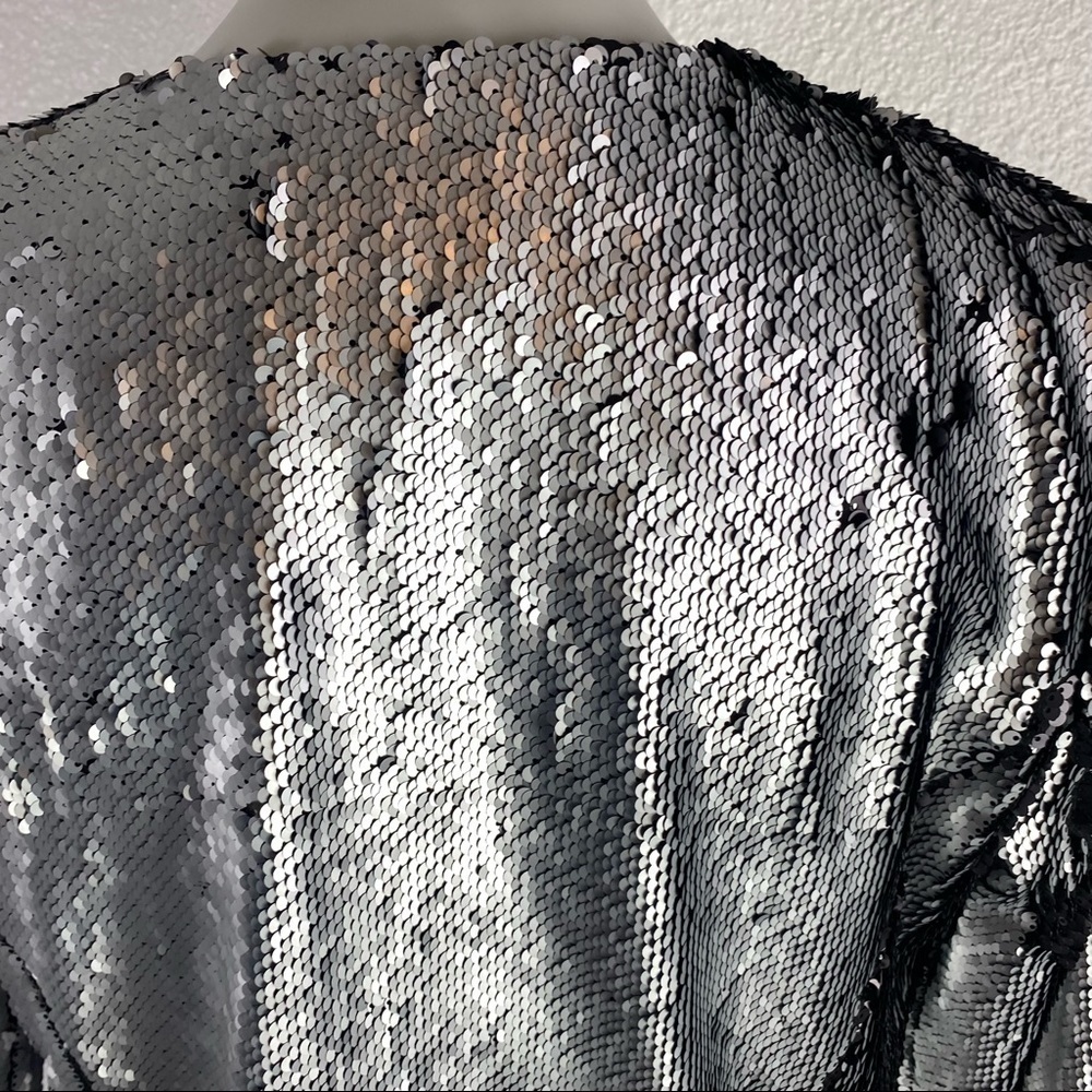 Chaser Sequin Sliver & Black Open Draped Jacket S… - image 2